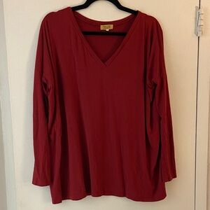 Piko Deep Red V-Neck Top, sz. S